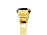 Yellow gold Fancy Black Cushion Cut Brilliant Solitaire Diamond Ring with Channel Set Band and Bar Prong Setting_11