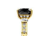 Yellow gold Fancy Black Cushion Cut Brilliant Three-Stone Pave Band with Four-Prong Setting_5