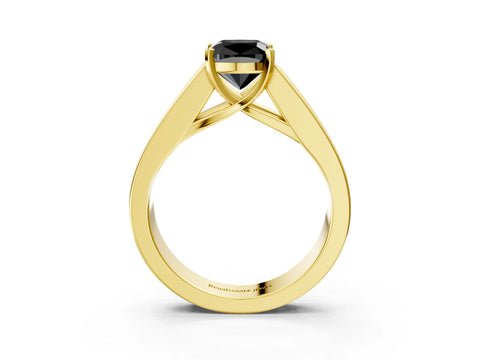 Yellow gold Fancy Black Cushion Cut Cut Channel Set Solitaire Ring with Four-Prong Setting_3