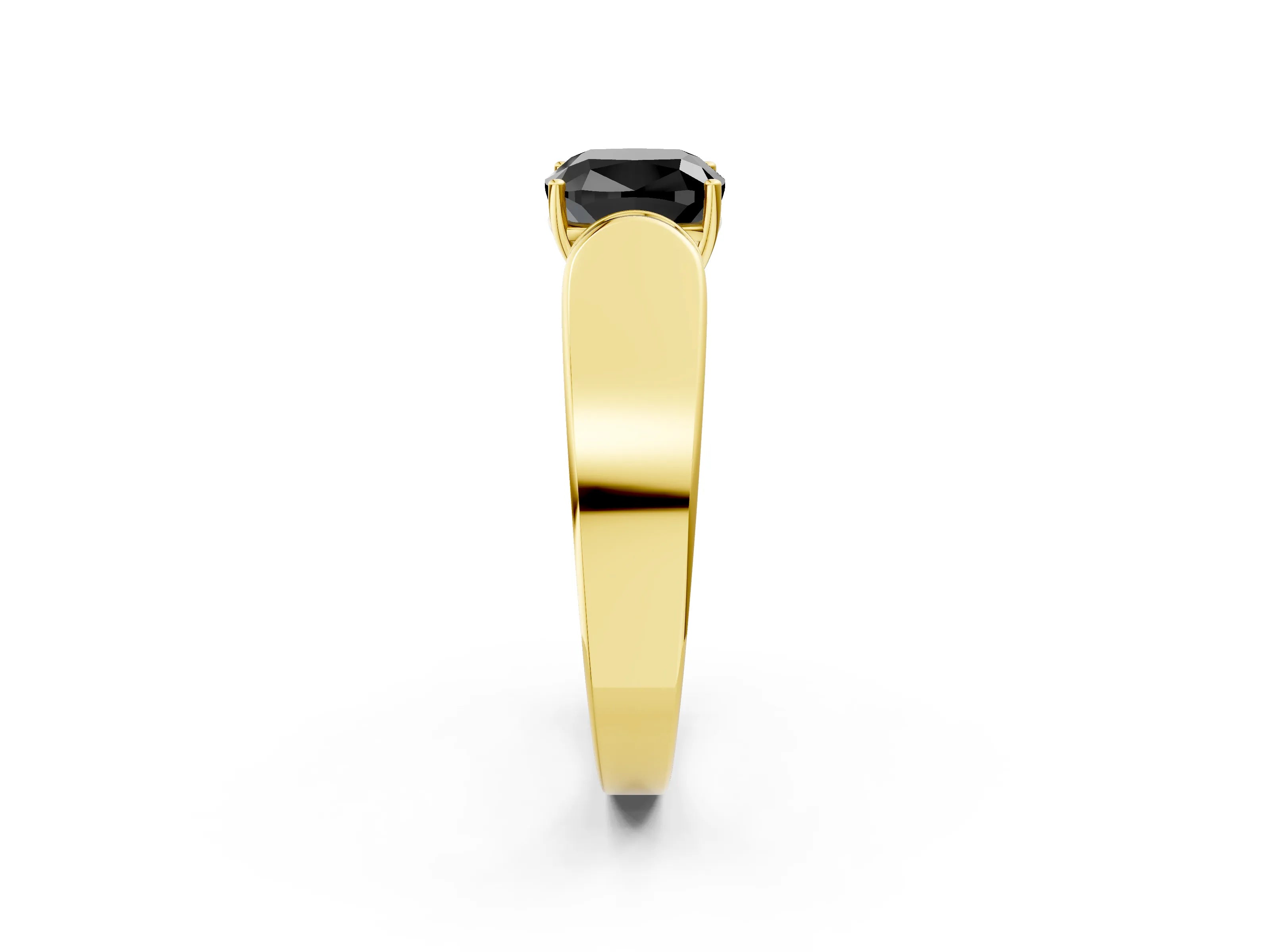 Yellow gold Fancy Black Cushion Cut Cut Diamond Channel Set Solitaire Ring with Four-Prong Setting_2
