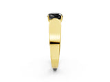 Yellow gold Fancy Black Cushion Cut Cut Diamond Channel Set Solitaire Ring with Four-Prong Setting_2