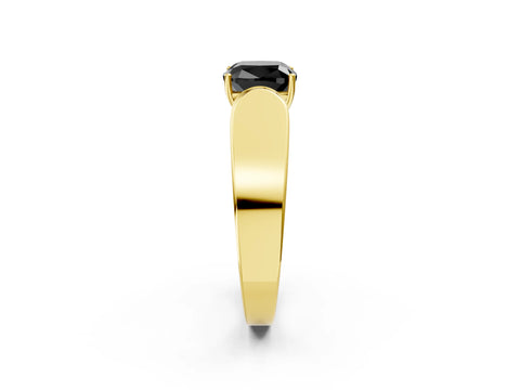 Yellow gold Fancy Black Cushion Cut Cut Diamond Channel Set Solitaire Ring with Four-Prong Setting_2