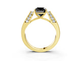 Yellow gold Fancy Black Cushion Cut Cut Diamond Channel Set Solitaire Ring with Four-Prong Setting_3