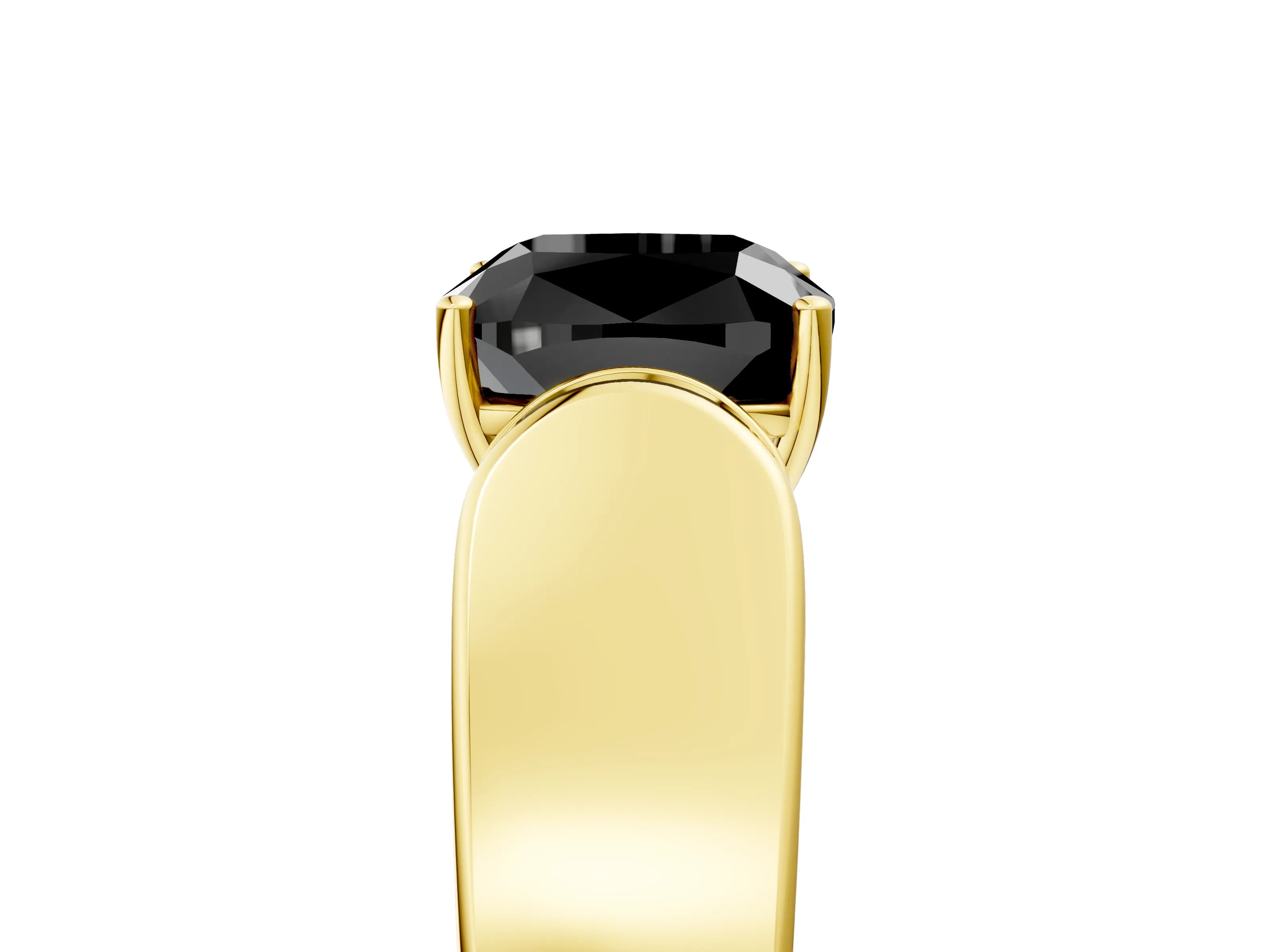 Yellow gold Fancy Black Cushion Cut Cut Diamond Channel Set Solitaire Ring with Four-Prong Setting_5