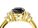 Yellow gold Fancy Black Cushion Cut Cut Diamond Cluster Ring with Solitaire Band and Four-Prong Setting_16