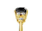 Yellow gold Fancy Black Cushion Cut Cut Diamond Cluster Ring with Solitaire Band and Four-Prong Setting_17