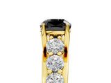 Yellow gold Fancy Black Cushion Cut Cut Diamond Engagement Ring with Pavé Band and Four-Prong Setting_5