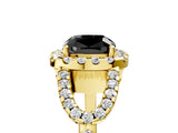 Yellow gold Fancy Black Cushion Cut Cut Diamond Halo Engagement Ring with Open Split Pavé Band_5