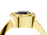 Yellow gold Fancy Black Cushion Cut-Cut Diamond Halo Engagement Ring with Pave Band and Prong Setting_4