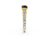 Yellow gold Fancy Black Cushion Cut Cut Diamond Pavé Band Solitaire with Four-Prong Setting_2
