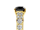 Yellow gold Fancy Black Cushion Cut Cut Diamond Pavé Band Solitaire with Four-Prong Setting_5