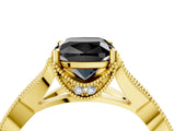 Yellow gold Fancy Black Cushion Cut Cut Diamond Twisted Band with Milgrain Pave Setting and Four-Prong Setting_4