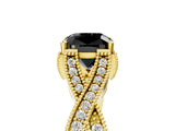 Yellow gold Fancy Black Cushion Cut Cut Diamond Twisted Band with Milgrain Pave Setting and Four-Prong Setting_5