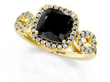 Yellow gold Fancy Black Cushion Cut Cut Halo Diamond Infinity Band with Four-Prong Setting_1