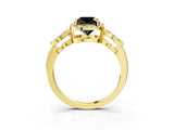 Yellow gold Fancy Black Cushion Cut Cut Halo Diamond Infinity Band with Four-Prong Setting_3
