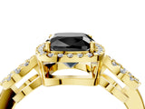 Yellow gold Fancy Black Cushion Cut Cut Halo Diamond Infinity Band with Four-Prong Setting_4