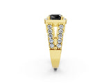 Yellow gold Fancy Black Cushion Cut Cut Halo Split Shank Prong Set Ring_2