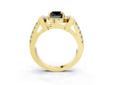 Yellow gold Fancy Black Cushion Cut Cut Halo Split Shank Prong Set Ring_3