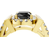 Yellow gold Fancy Black Cushion Cut Cut Halo Split Shank Prong Set Ring_4