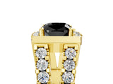 Yellow gold Fancy Black Cushion Cut Cut Halo Split Shank Prong Set Ring_5