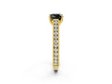 Yellow gold Fancy Black Cushion Cut Cut Pave Band Milgrain Solitaire Ring_2