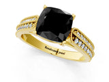 Yellow gold Fancy Black Cushion Cut Cut Pave Split Shank Engagement Ring with Four-Prong Setting_1