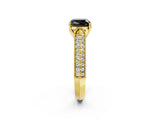 Yellow gold Fancy Black Cushion Cut Cut Pave Split Shank Engagement Ring with Four-Prong Setting_2