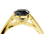 Yellow gold Fancy Black Cushion Cut Cut Pave Split Shank Engagement Ring with Four-Prong Setting_4