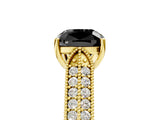 Yellow gold Fancy Black Cushion Cut Cut Pave Split Shank Engagement Ring with Four-Prong Setting_5
