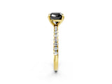 Yellow gold Fancy Black Cushion Cut Diamond Brilliant Solitaire Ring with Pavé Band and Four-Prong Setting_14