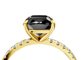 Yellow gold Fancy Black Cushion Cut Diamond Brilliant Solitaire Ring with Pavé Band and Four-Prong Setting_16