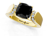 Yellow gold Fancy Black Cushion Cut Diamond Channel Set Solitaire Ring with Four-Prong Setting_13