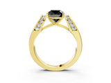 Yellow gold Fancy Black Cushion Cut Diamond Channel Set Solitaire Ring with Four-Prong Setting_15
