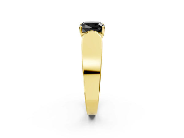 Yellow Gold Cushion Cut Channel Set Engagement Ring Setting for Black Center with Wide Band