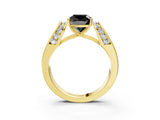 Yellow gold Fancy Black Cushion Cut Diamond Channel Set Solitaire Ring with Four-Prong Setting_39