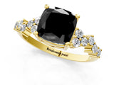 Yellow gold Fancy Black Cushion Cut Diamond Cluster Pavé Band with Four-Prong Setting_13