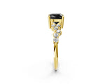 Yellow gold Fancy Black Cushion Cut Diamond Cluster Pavé Band with Four-Prong Setting_5