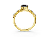 Yellow gold Fancy Black Cushion Cut Diamond Cluster Pavé Band with Four-Prong Setting_6