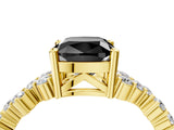 Yellow gold Fancy Black Cushion Cut Diamond Cluster Pavé Band with Four-Prong Setting_7