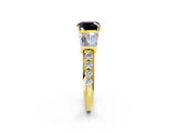 Yellow gold Fancy Black Cushion Cut Diamond Engagement Ring with Baguette Side Stones and Channel Set Band_14