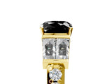 Yellow gold Fancy Black Cushion Cut Diamond Engagement Ring with Baguette Side Stones and Channel Set Band_17