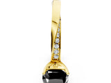 Yellow gold Fancy Black Cushion Cut Diamond Engagement Ring with Side Stone Accents and Four-Prong Setting_12