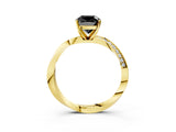 Yellow gold Fancy Black Cushion Cut Diamond Engagement Ring with Side Stone Accents and Four-Prong Setting_15