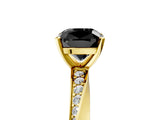 Yellow gold Fancy Black Cushion Cut Diamond Engagement Ring with Side Stone Accents and Four-Prong Setting_17