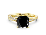 Yellow gold Fancy Black Cushion Cut Diamond Engagement Ring with Side Stone Accents and Four-Prong Setting_72