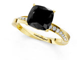 Yellow gold Fancy Black Cushion Cut Diamond Engagement Ring with Side Stone Accents and Four-Prong Setting_73