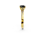 Yellow gold Fancy Black Cushion Cut Diamond Engagement Ring with Side Stone Accents and Four-Prong Setting_74