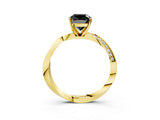 Yellow gold Fancy Black Cushion Cut Diamond Engagement Ring with Side Stone Accents and Four-Prong Setting_75