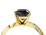 Yellow gold Fancy Black Cushion Cut Diamond Engagement Ring with Side Stone Accents and Four-Prong Setting_76