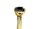 Yellow gold Fancy Black Cushion Cut Diamond Engagement Ring with Side Stone Accents and Four-Prong Setting_77